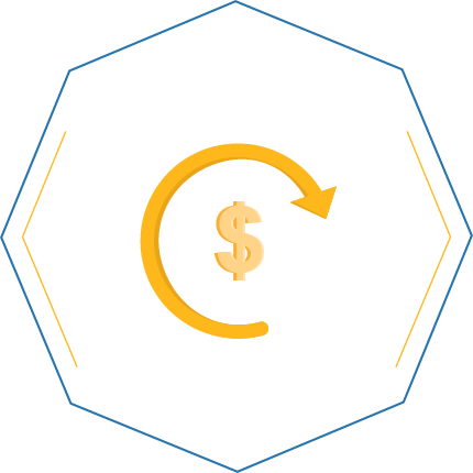 an illustrated $ icon with an arrow around it