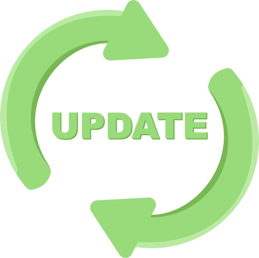 Two arrows circling around the word "update"