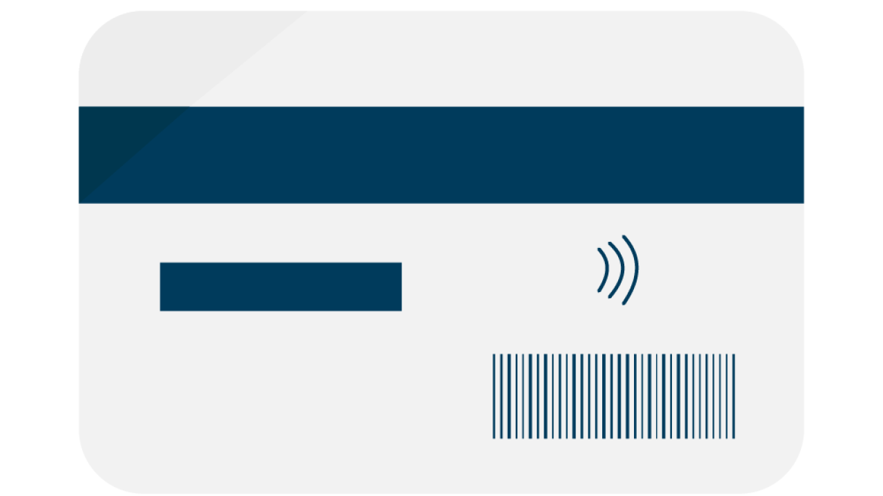 an illustration of a card with a bar stripe and bar code